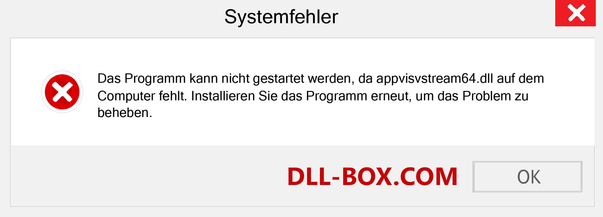 appvisvstream64.dll-Datei fehlt?. Download für Windows 7, 8, 10 - Fix appvisvstream64 dll Missing Error unter Windows, Fotos, Bildern